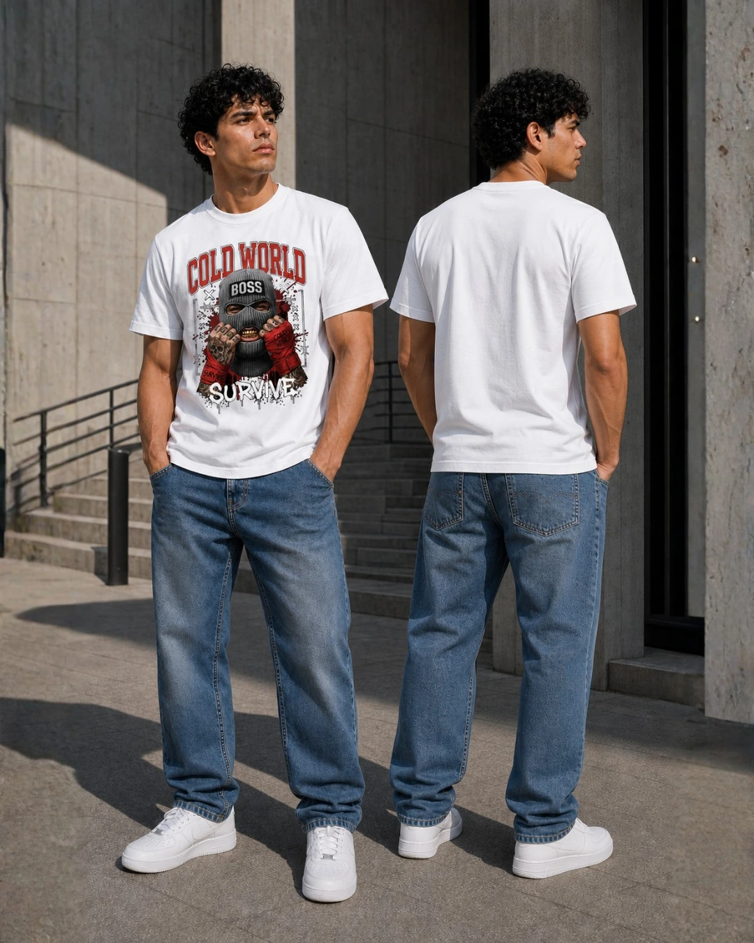 T-shirt oversize blanc Cold World Survive avec grand imprimé streetwear
