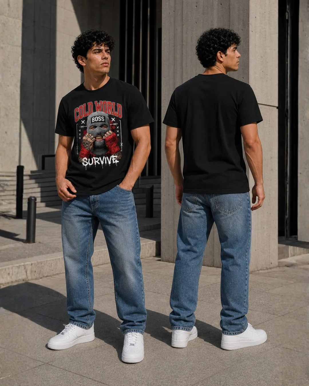 T-shirt Oversize Cold World « Survive » – Design Streetwear - vue secondaire