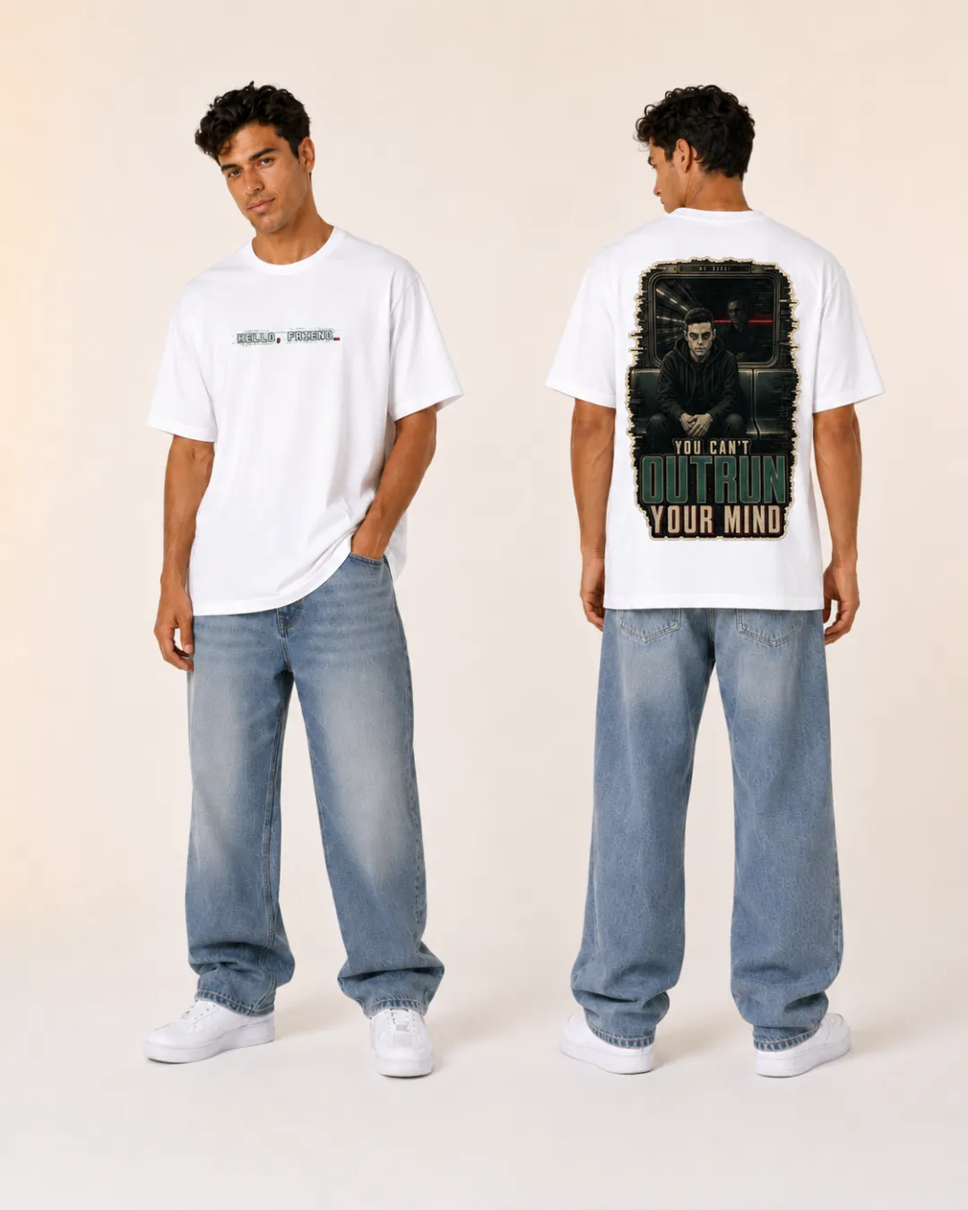T-shirt Oversize Mr. Robot « You Can’t Outrun Your Mind » - vue secondaire